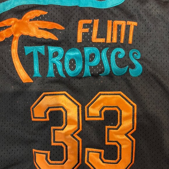 Flint Tropics #33 “Moon” Black Basketball Jersey - From Movie "Semi Pro"- Size S - Picture 2 of 7